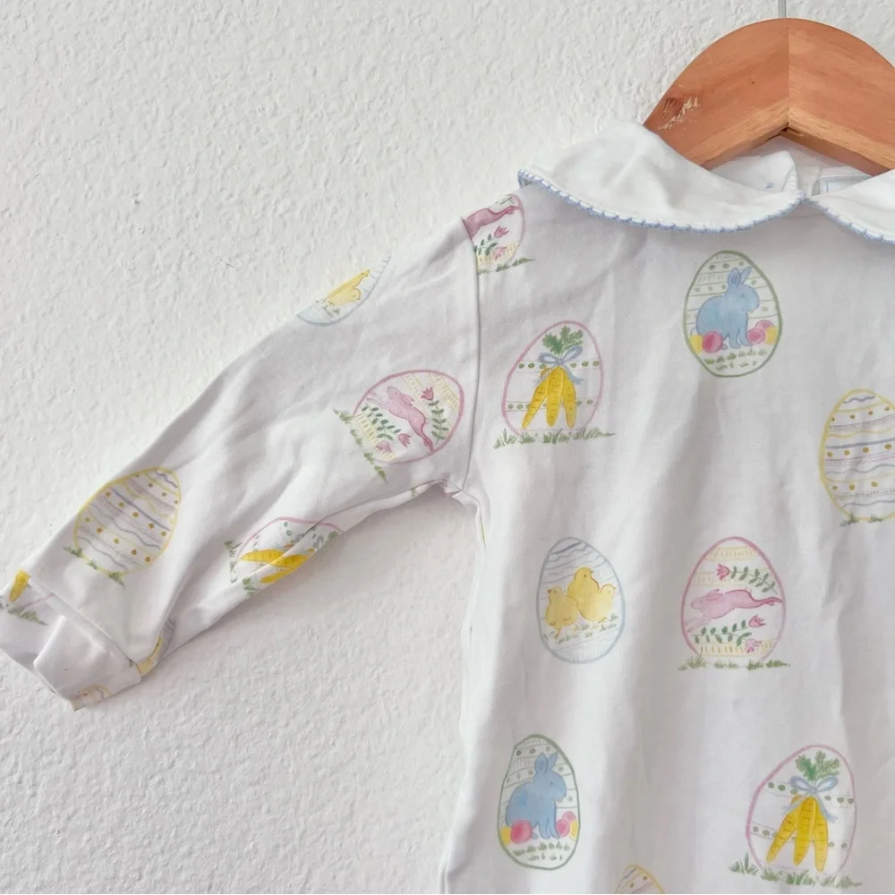 Little English 100% Pima Cotton Easter Eggs Printed Playsuit Sz 18M